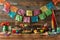 Vibrant Cinco de Mayo Celebration Setup with Pinatas, Papel Picado, and Traditional Mexican Food