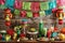 Vibrant Cinco de Mayo Celebration Setup with Pinatas, Papel Picado, and Traditional Mexican Food