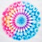 Vibrant Circular Tie Dye Painting On White - Colorful Symmetrical Design
