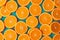 Vibrant citrus backdrop Background filled with slices of juicy oranges