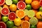 Vibrant citrus medley, a burst of colorful citrus fruits