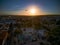 Vibrant city skyline during a picturesque sunset