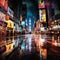 Vibrant Cityscape with Bokeh and Light Patterns