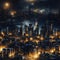 Vibrant cityscape with intense lighting in the night atmosphere (tiled