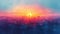 Vibrant Cityscape: A Sunset Skyline in Brushstrokes