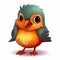 Vibrant Clip Art Of Cute Little Bird In The Style Of Patrick Brown