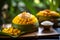 Vibrant Close-Up of Mango Sticky Rice Dessert in Ambient Light