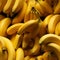 Vibrant close up shot of a bunch of ripe yellow bananas, perfectly ripe and ready to be enjoyed