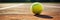 Vibrant close up of tennis ball on court with detailed texture and empty space for text