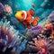 Vibrant Clownfish amid Lush Sea Anemones