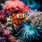 Vibrant Clownfish amid Lush Sea Anemones