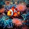 Vibrant Clownfish amid Lush Sea Anemones