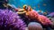 vibrant clownfish nibbles on anemone tentacles