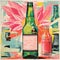 Vibrant Collage Illustration For Pale Ale Bottle Advertisement