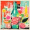 Vibrant Collage Style Soda Bottle Advertisement