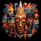 Vibrant Collage of Tribal Masks Representing Cultural Diversity