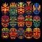 Vibrant Collage of Tribal Masks Representing Cultural Diversity