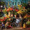 Vibrant Collection of Gardening Tools with Colorful Flowers and Plants