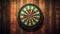 Vibrant Color Dartboard On Wooden Wall - Nostalgic Soft Focus Anglocore Design