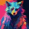 Vibrant Color Gradients: A Captivating Wolf In Fauvism Minimalism