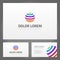 Vibrant colored stripe sphere wireframe business card collection design realistic vector