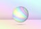 Vibrant colored vaporwave styled abstract ball shape with holographic texture on violet and pink background