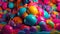 Vibrant colorful balloons create cheerful birthday backdrop generated by AI