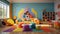 A vibrant and colorful children\\\'s playroom blank walls HD