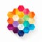 Vibrant Colorful Hexagons On White Background