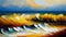 Vibrant colorful ocean sea waves oil painting. Beauty power of the sea with bold brushstrokes and vivid hues. Stormy