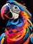 Vibrant Colorful Parrot Portrait Against Dark Background