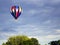 Vibrant Colorful Piloted Helium Hot-Air Balloon in Flight