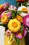 Vibrant colorful spring bouquet of Australian native Everlasting Daisies, Xerochrysum bracteatum, family Asteraceae