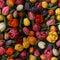 Vibrant and colorful top view tulips seamless pattern with high quality and photorealistic details