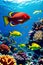 Vibrant and colorful underwater world imagine coral reefs exotic fish generated by ai