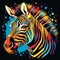 Vibrant Colorful Zebra Artwork On Black Background