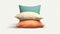 Vibrant Colorism: Stacked Pillows In Light Cyan And Orange