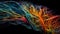 Vibrant colors intertwined in a futuristic fiber optic pattern