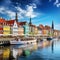 Vibrant colors of Nyhavn waterfront canal, architectural beauty of Rosenborg Castle, and enchanting atmosphere of Tivoli