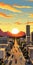 Vibrant Comic Book Art Depicting El Paso\\\'s Colorful Desert Cityscape