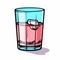 Vibrant Comic Book Style Ice Glass With Pink Drinking Water