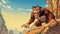 Vibrant Comics: Animated Gorilla Descending Hill With Grotesque Caricatures