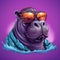 Vibrant Comics: Hippos With Sunglasses On A Purple Background