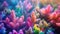 Vibrant Coral Cluster Close-Up in Surreal Underwater Seascape