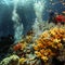 A vibrant coral reef teeming with life