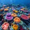 A vibrant coral reef teeming with marine life