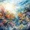 Vibrant Coral Reef Watercolor Painting by Generative AI