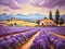 VIBRANT COUNTRYSIDE: Lavender blooming flowers bright purple field