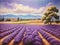 VIBRANT COUNTRYSIDE: Lavender blooming flowers bright purple field