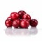 Vibrant Cranberries With Water Drops On White Background